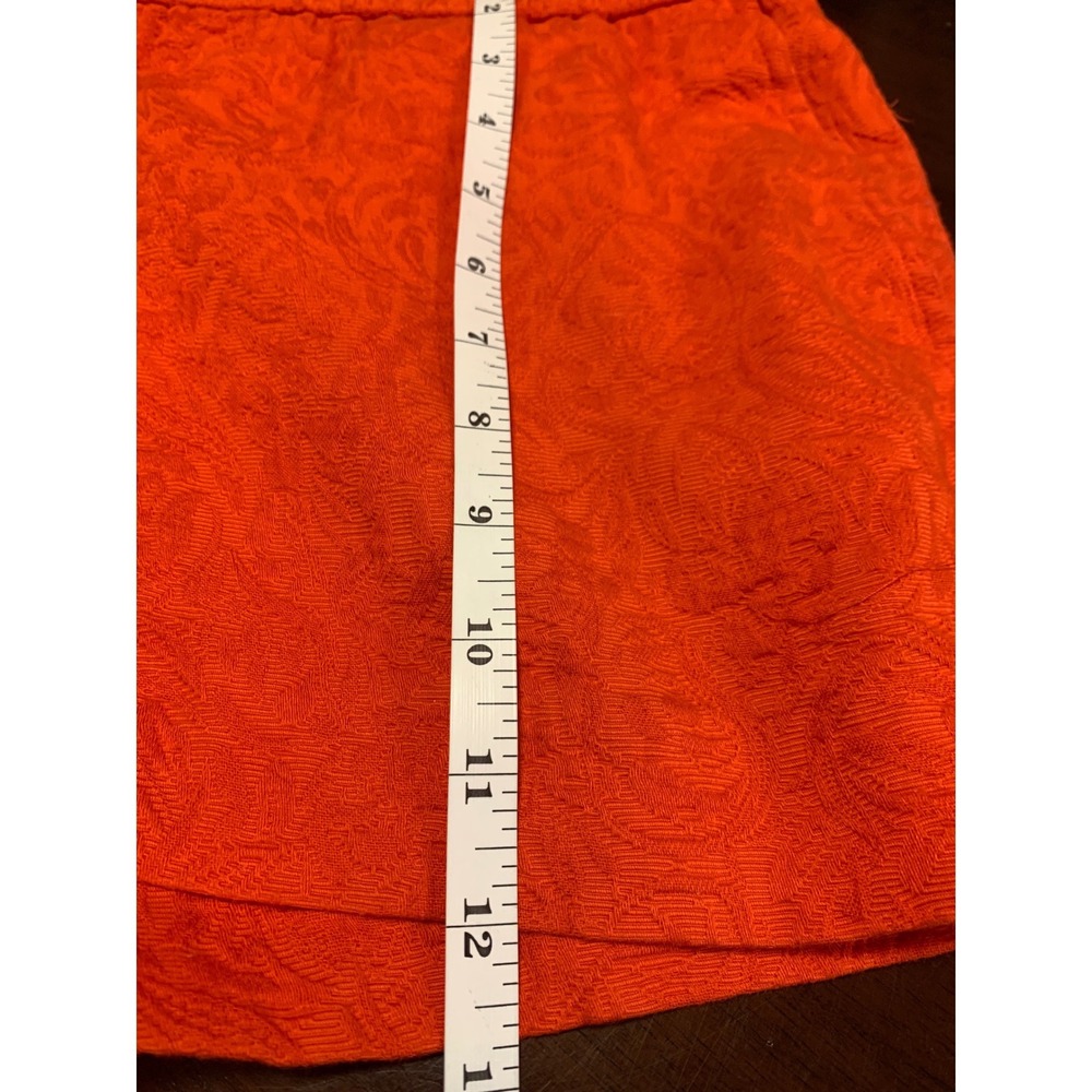 J.Crew Orange Paisley Jacquard Pull On Shorts 14 Elastic‎ Waist Pocket - Picture 6 of 10